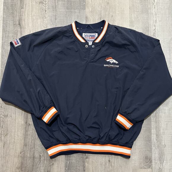 VTG Starter Denver Broncos Pull Over 90s Blue NFL Football Warm Up - Picture 1 of 5